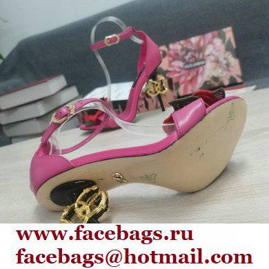 Dolce  &  Gabbana DG Logo Heel 10.5cm Black Red Roses Sandals Fuchsia 2022